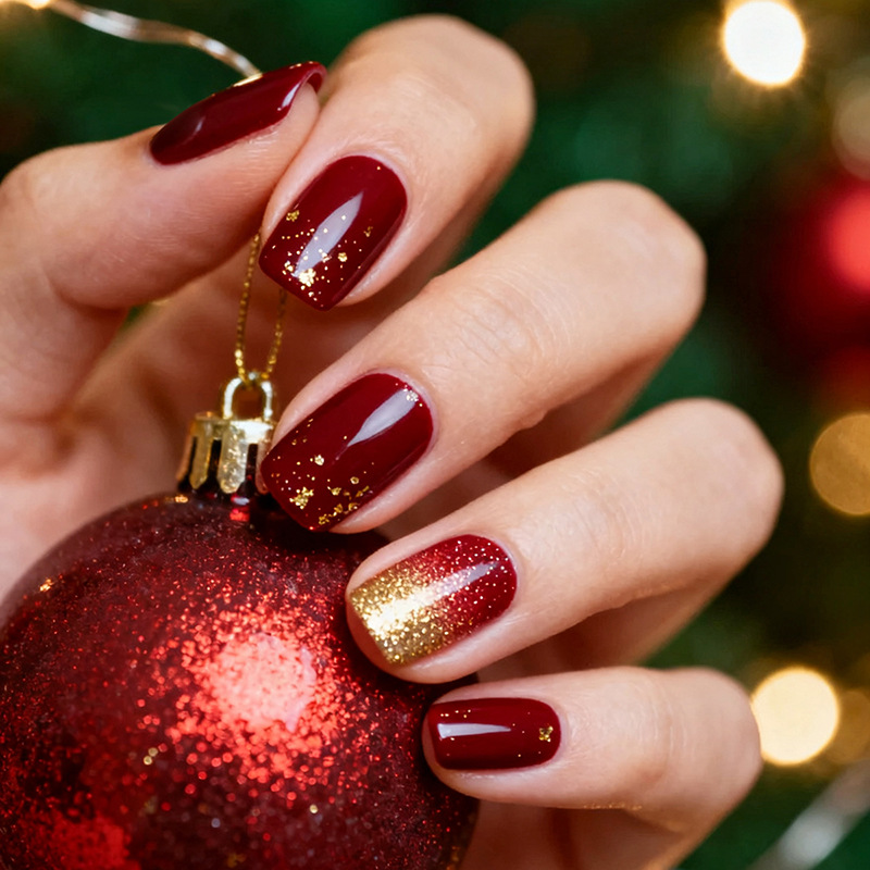 Nail Art Red Wine - 24개 와인 레드 풀커버 네일 팁