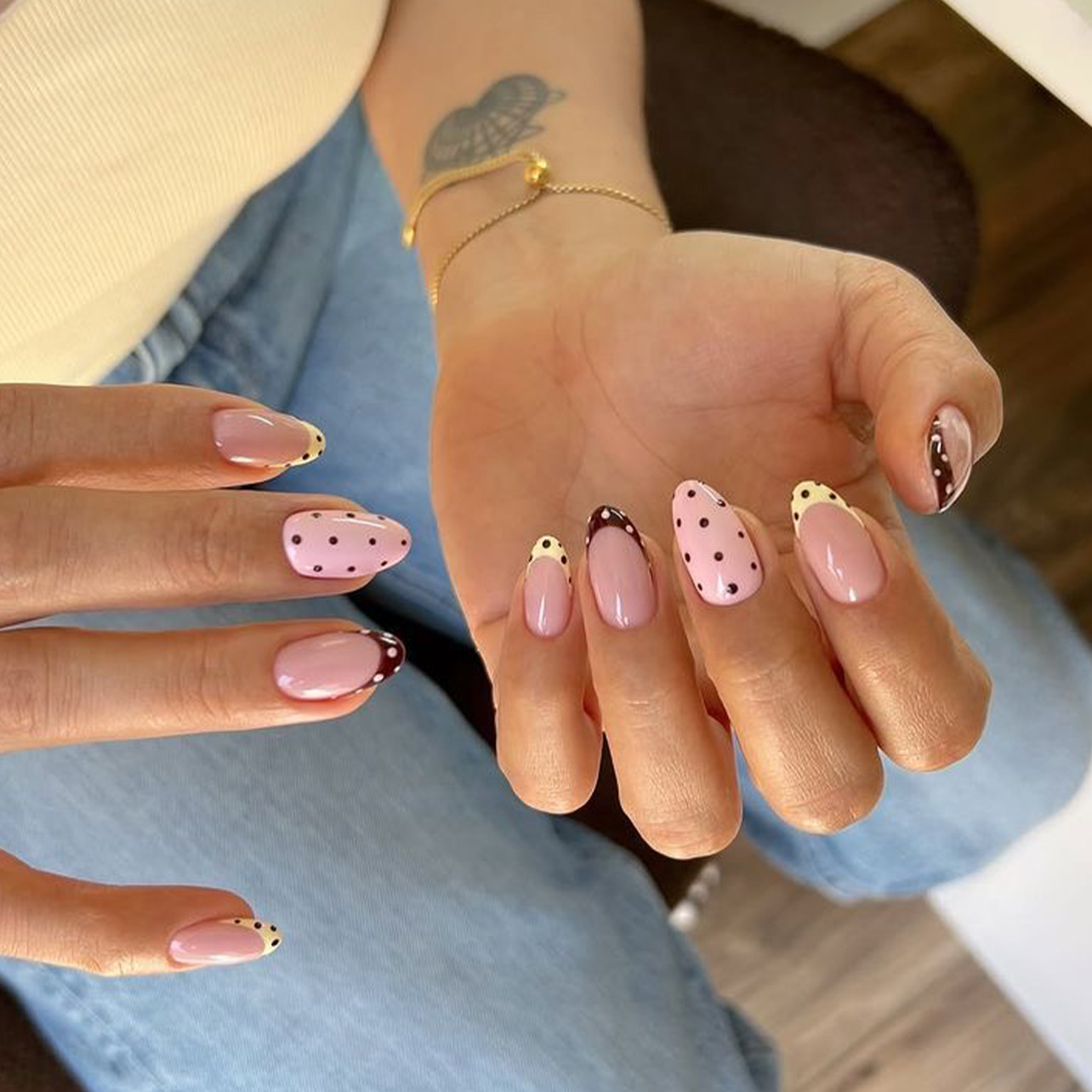 Nail Art Simple - 24개 아몬드 모양 인조 손톱 세트,