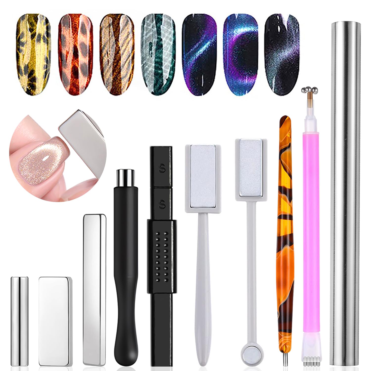 Nail Art Full Color - 10개 고양이 눈 자석 세트 네일