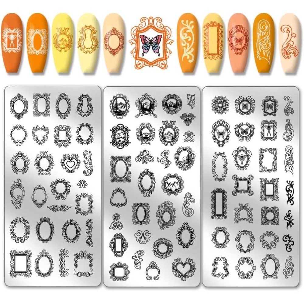 Nail Art Vintage - 3개 빈티지 사진 프레임 네일 스탬핑