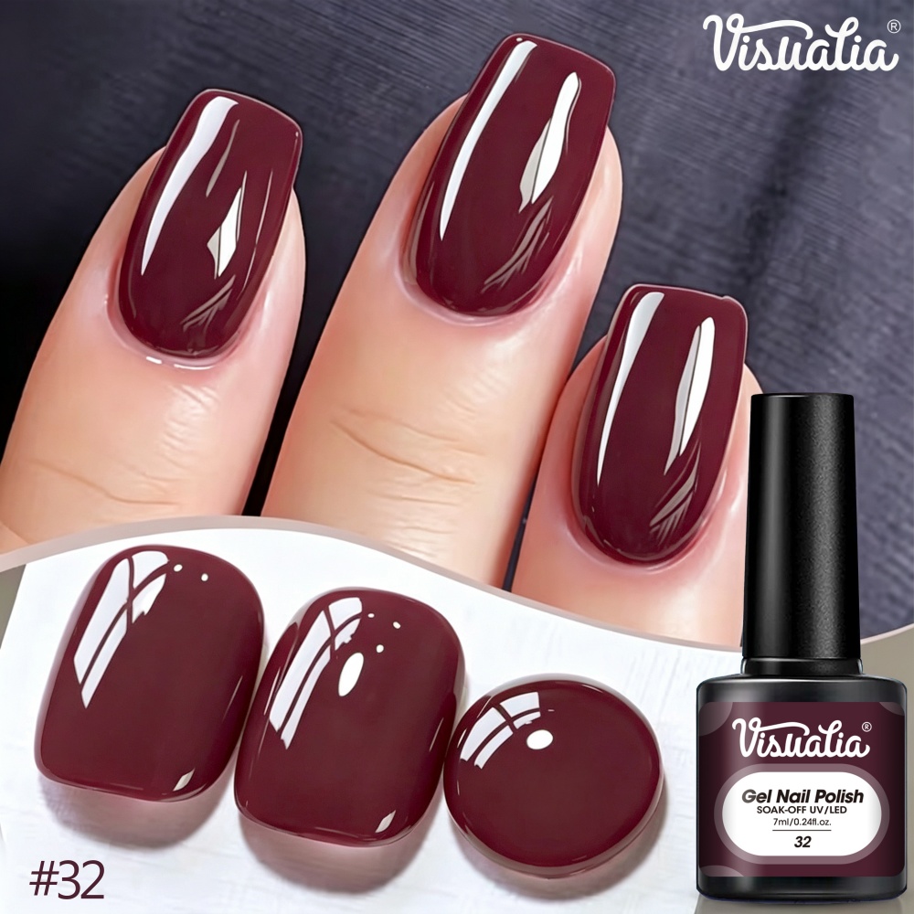 Nail Art Red Wine - 비주아티아 7ml 버건디 레드 네일 젤,