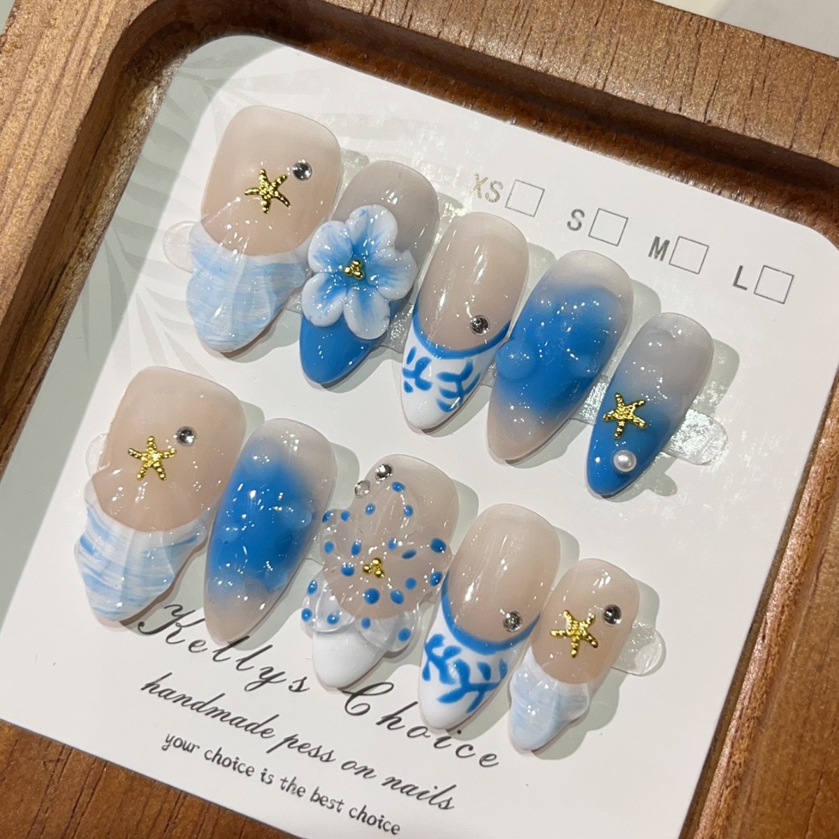 Nail Art Flower - 10개 여름 섬 스타일 가짜 손톱