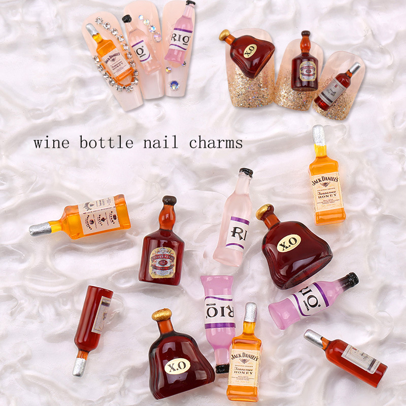 Nail Art Red Wine - 새로운 와인 병 네일 참 주얼리