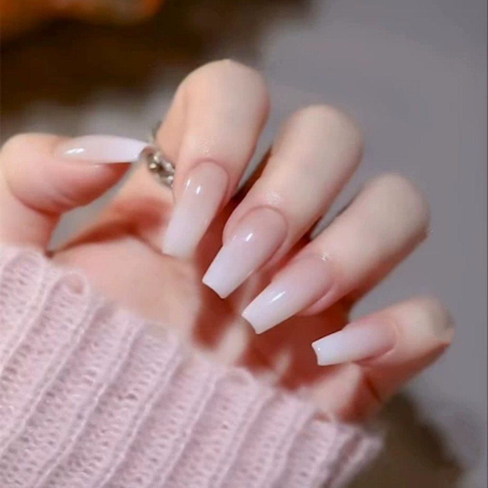 Nail Art Full Color - 24개입/박스 롱 코핀 인조 손톱 아트