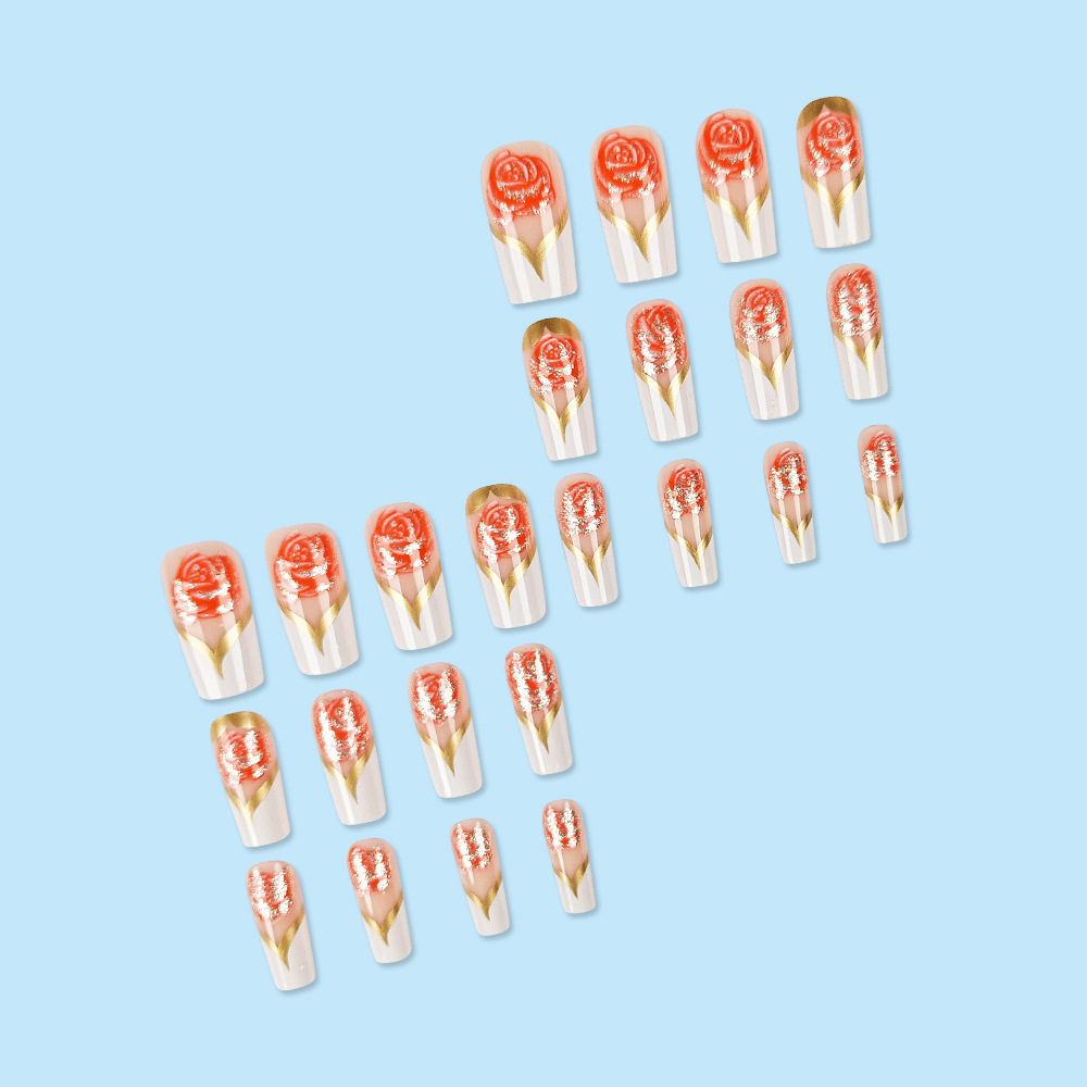 흰색 프렌치 팁 프레스 네일 중간 크기 사각형 가짜 손 - Nail Art Full Color 리뷰 및 가격