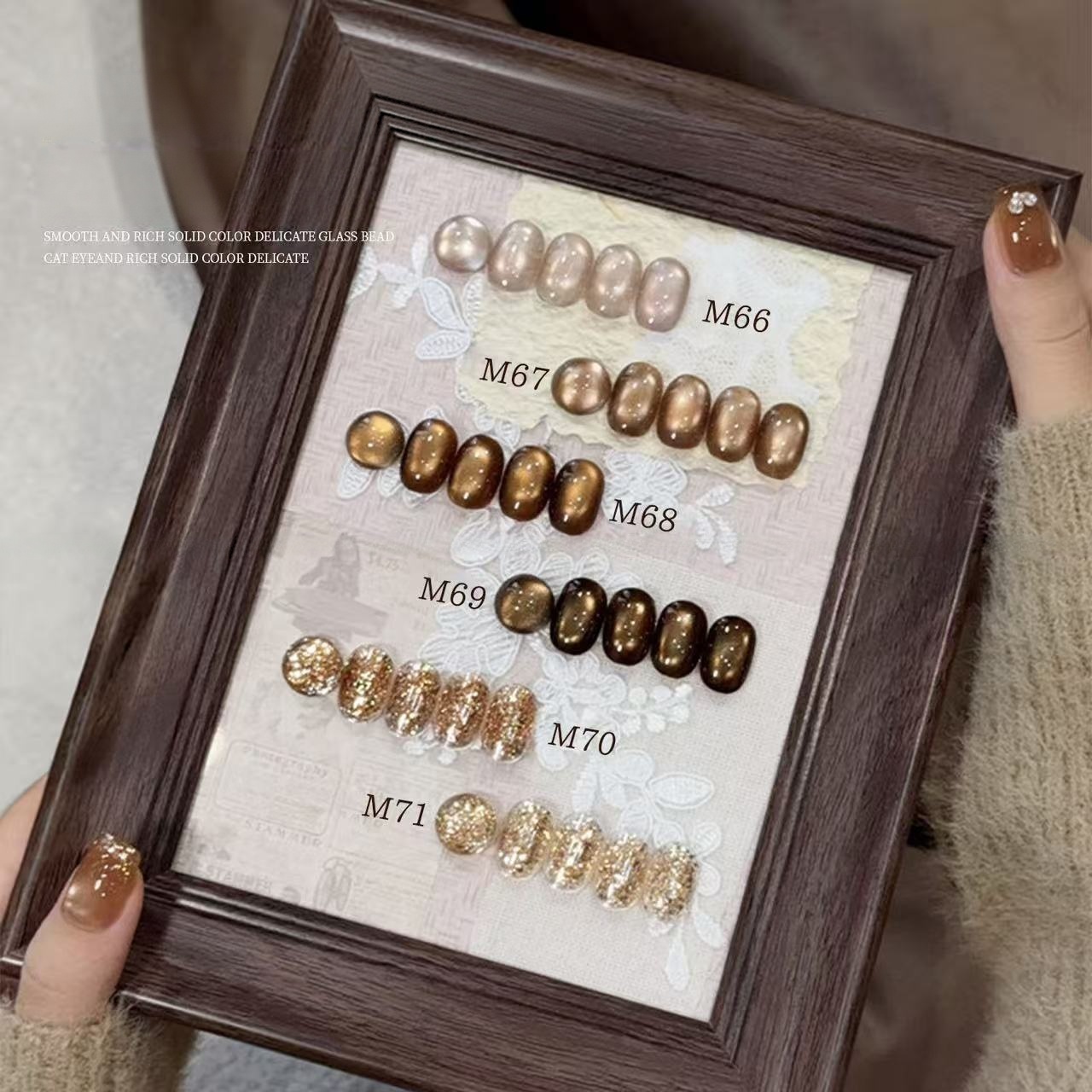 6가지 색상 올드 머니 스타일 글라스 비드 캣아이 젤  - Nail Art Vintage 리뷰 및 가격