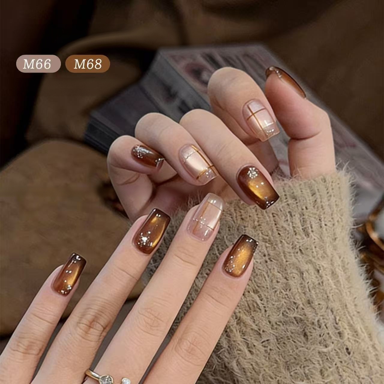 6가지 색상 올드 머니 스타일 글라스 비드 캣아이 젤  - Nail Art Vintage 리뷰 및 가격