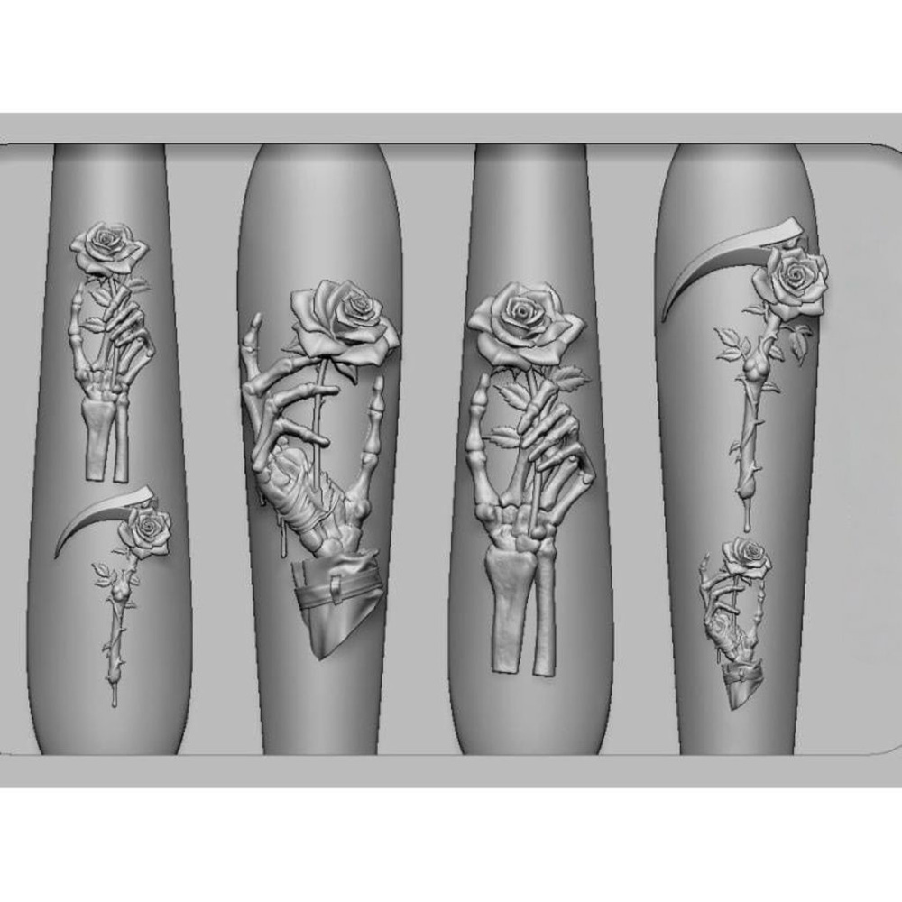 2개 세트 다크 로즈 해골 실리콘 네일 아트 몰드 고딕 - Nail Art Vintage 리뷰 및 가격