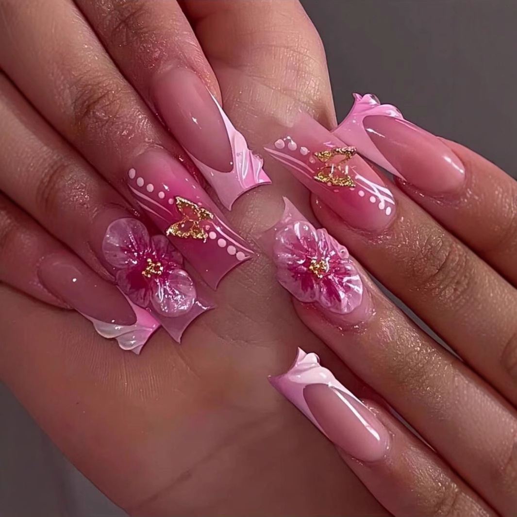 24개 웨어러블 스퀘어 프레스온 네일 여름 스윗 플라워 - Nail Art Flower 리뷰 및 가격