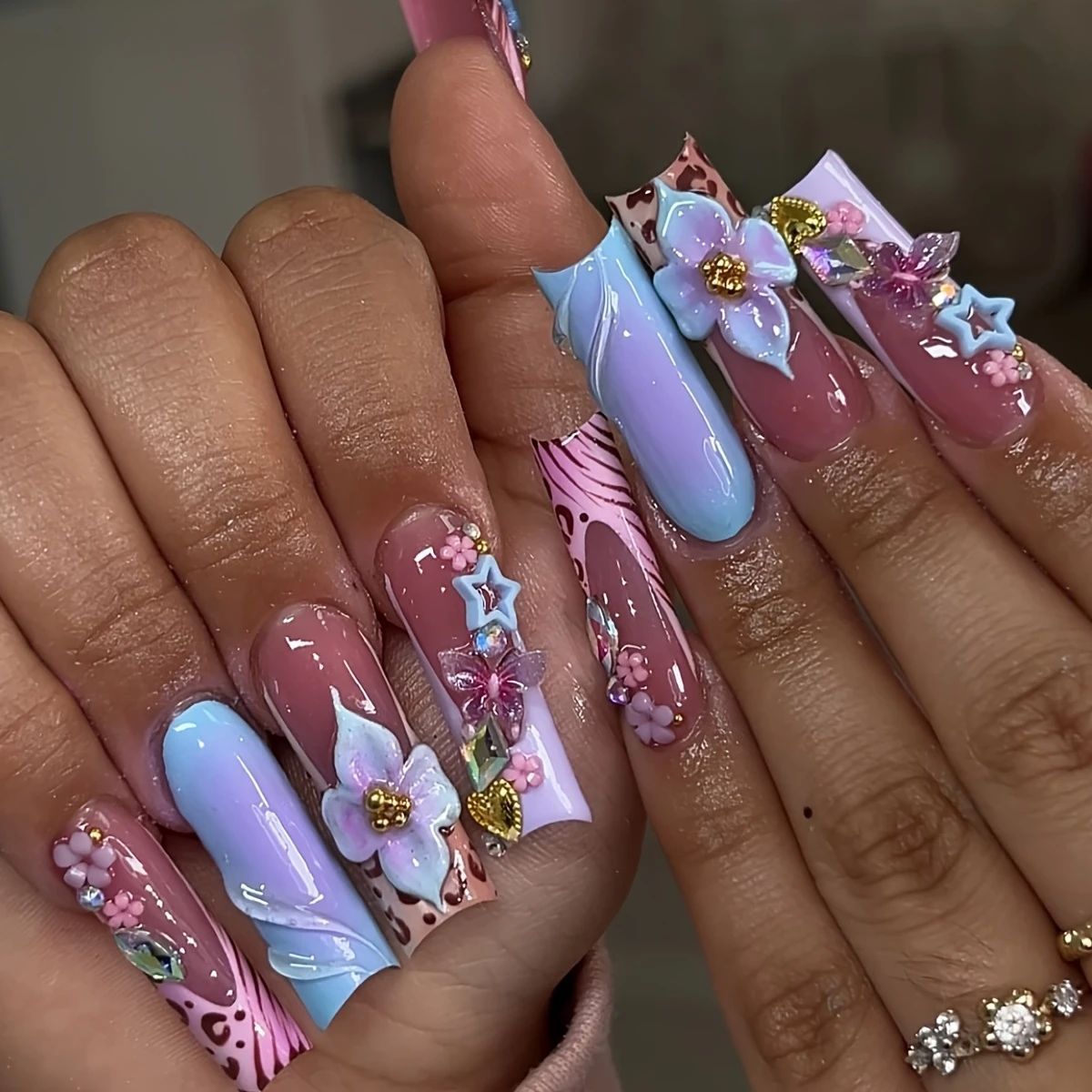 24개 웨어러블 스퀘어 프레스온 네일 여름 스윗 플라워 - Nail Art Flower 리뷰 및 가격