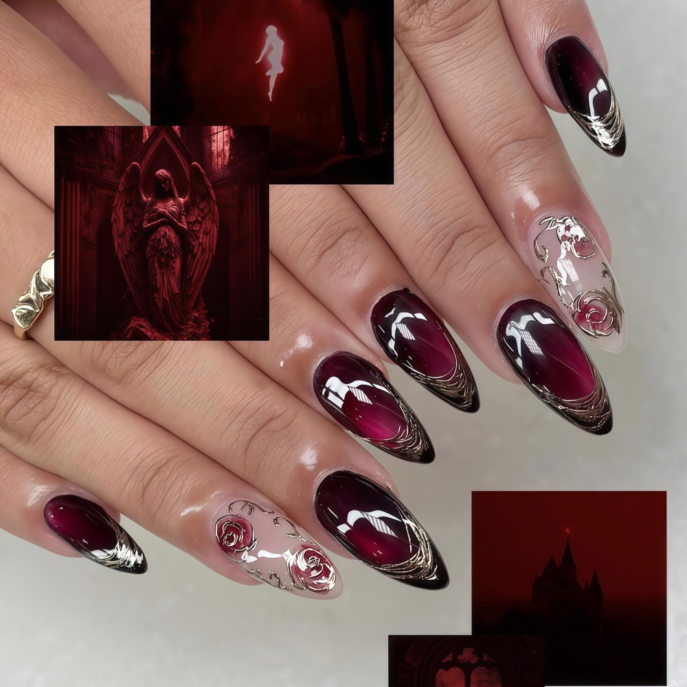 여성 소녀들을 위한 3D 가짜 손톱, 발렌타인데이를 위 - Nail Art Flower 리뷰 및 가격