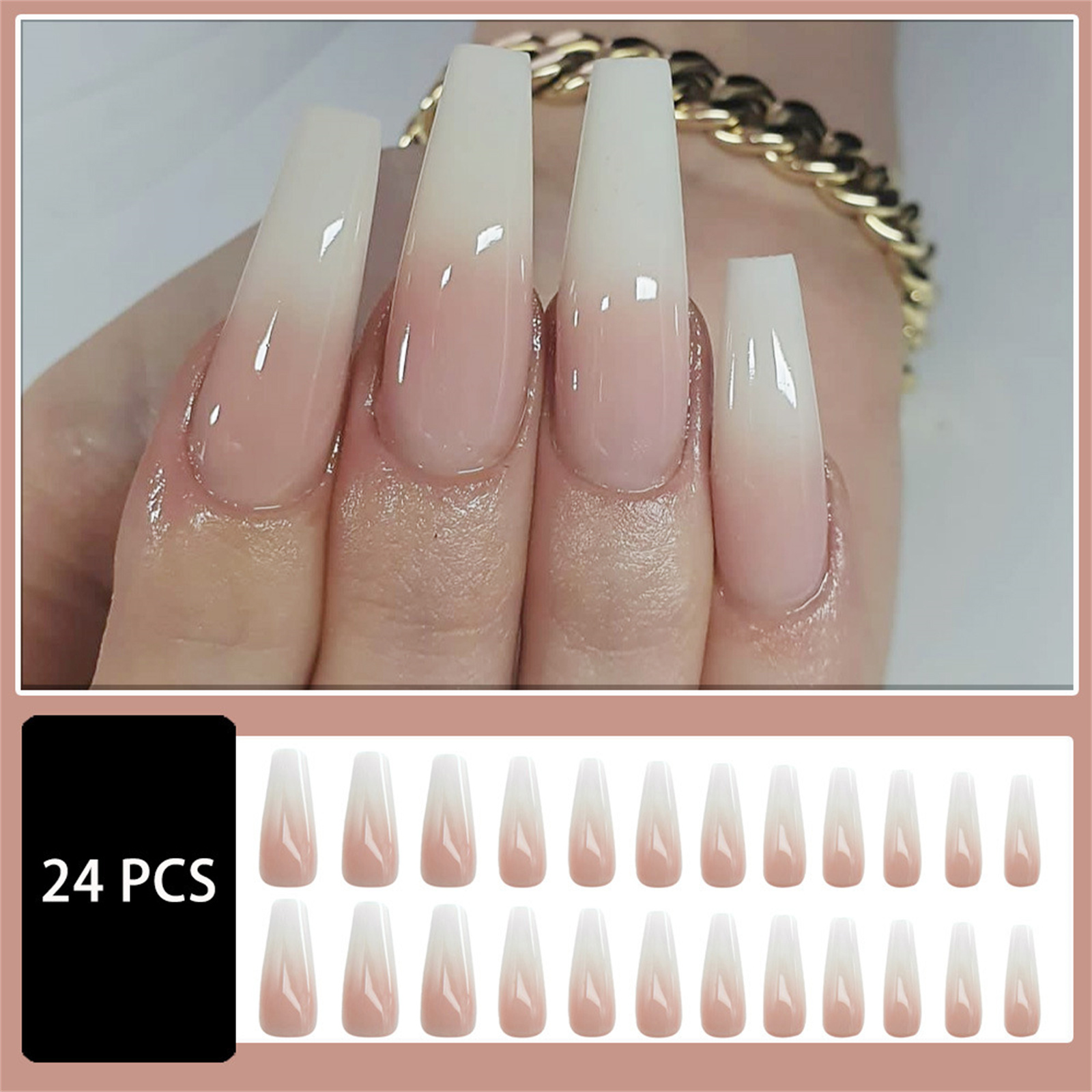 여성 및 소녀용 롱 발레리나 페이크 네일 24개 그라데 - Nail Art Simple 리뷰 및 가격