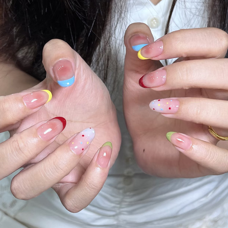 24개 아몬드 모양 인조 손톱 세트, 물방울 무늬 풀커 - Nail Art Simple 리뷰 및 가격
