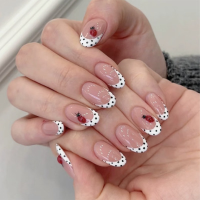 24개 아몬드 모양 인조 손톱 세트, 물방울 무늬 풀커 - Nail Art Simple 리뷰 및 가격