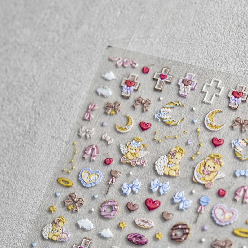 귀여운 천사 곰 만화 3D 입체 스티커 미니어처 DIY - Nail Art Vintage 리뷰 및 가격