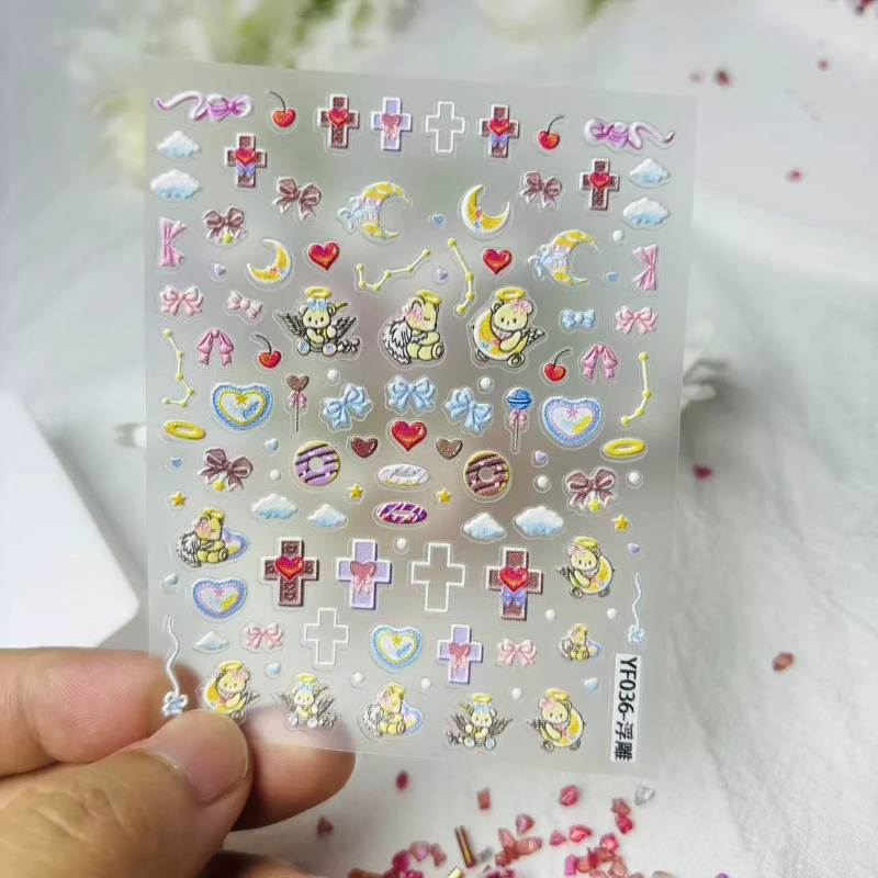 귀여운 천사 곰 만화 3D 입체 스티커 미니어처 DIY - Nail Art Vintage 리뷰 및 가격