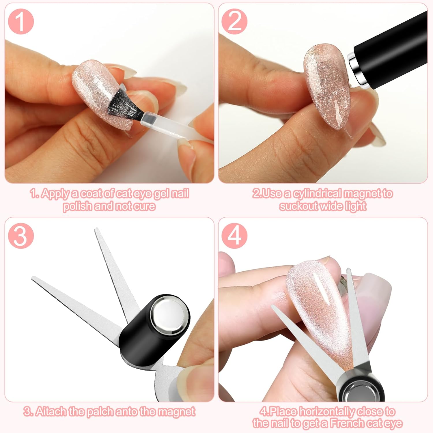 더블 헤드 네일 마그넷 프렌치 쉐입 강력 3D 캣아이  - Nail Art Full Color 리뷰 및 가격