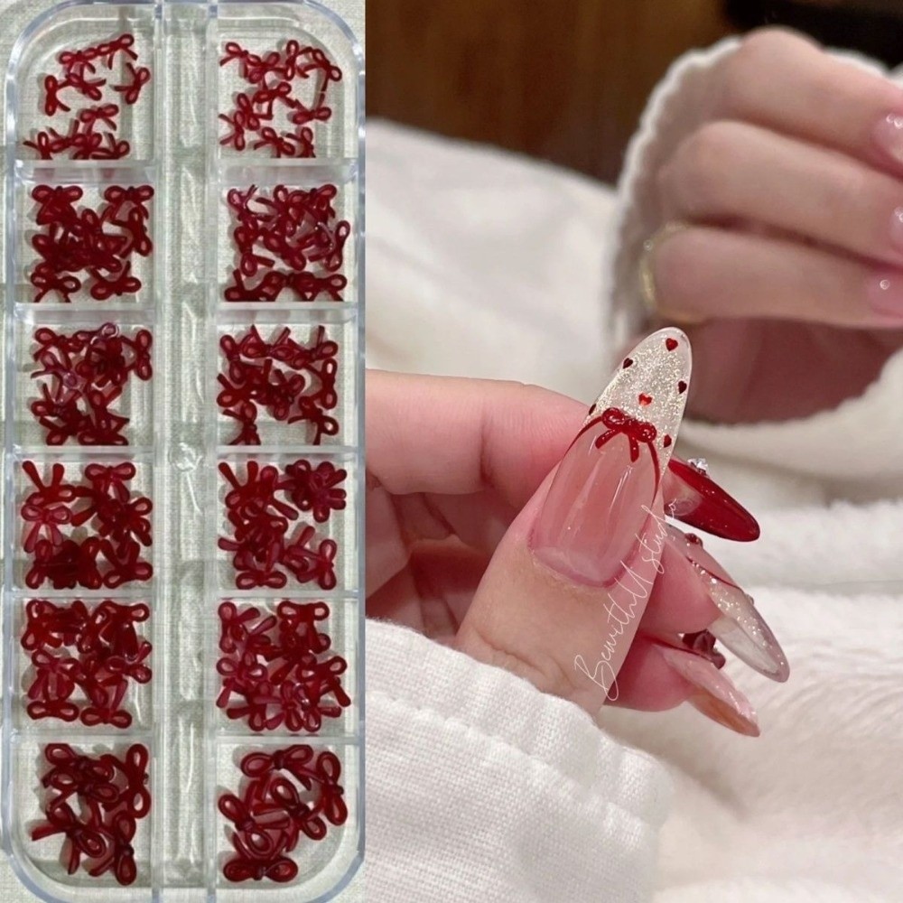 와인 레드 네일 아트 장식 3D 리본 버건디 네일 액세 - Nail Art Red Wine 리뷰 및 가격