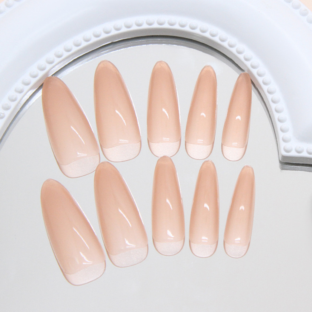 24개입 프렌치 프레스 인조 손톱 세트, 긴 포인티드  - Nail Art Simple 리뷰 및 가격