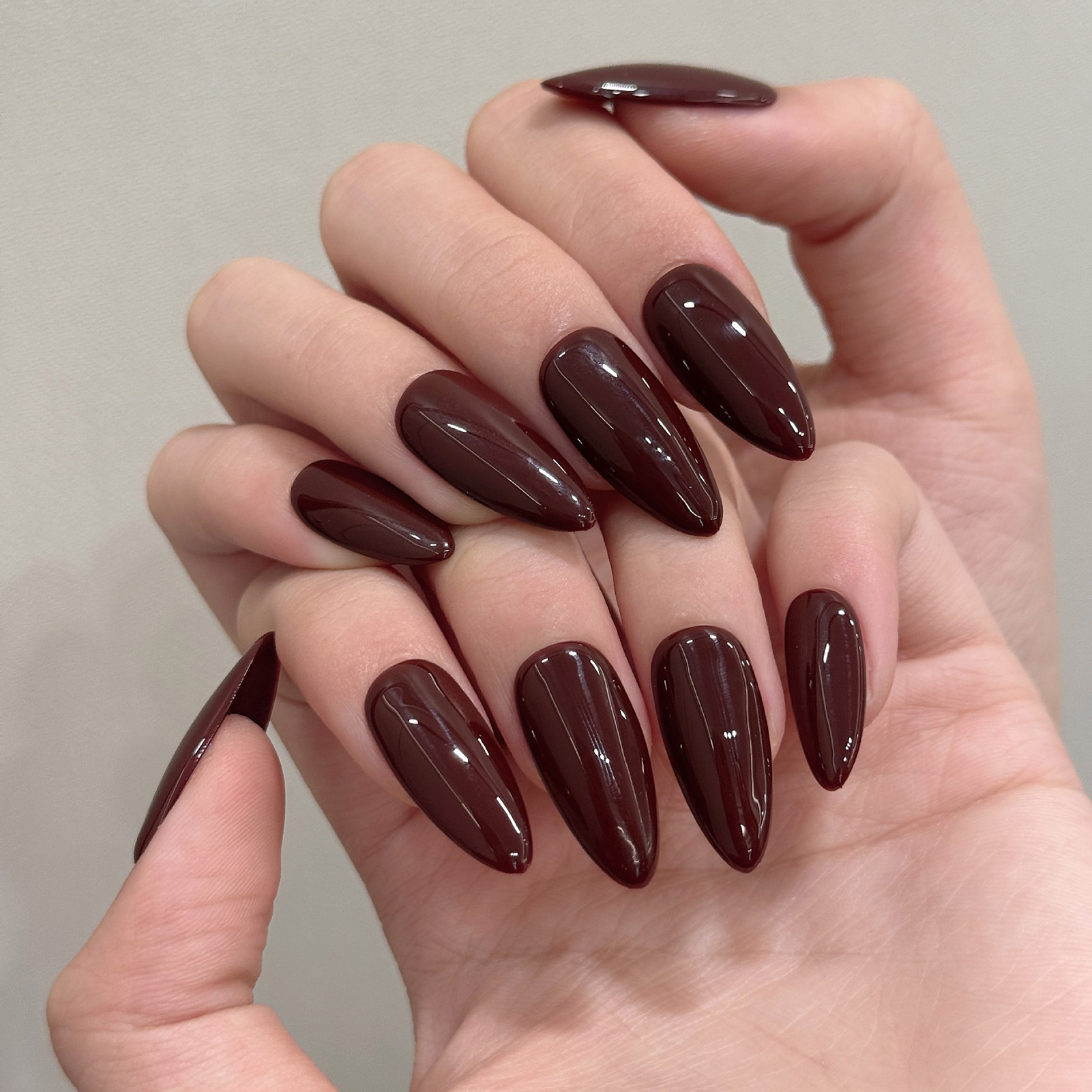 10개 수제 단색 아몬드 모양 프레스온 네일 재사용 가 - Nail Art Emerald 리뷰 및 가격