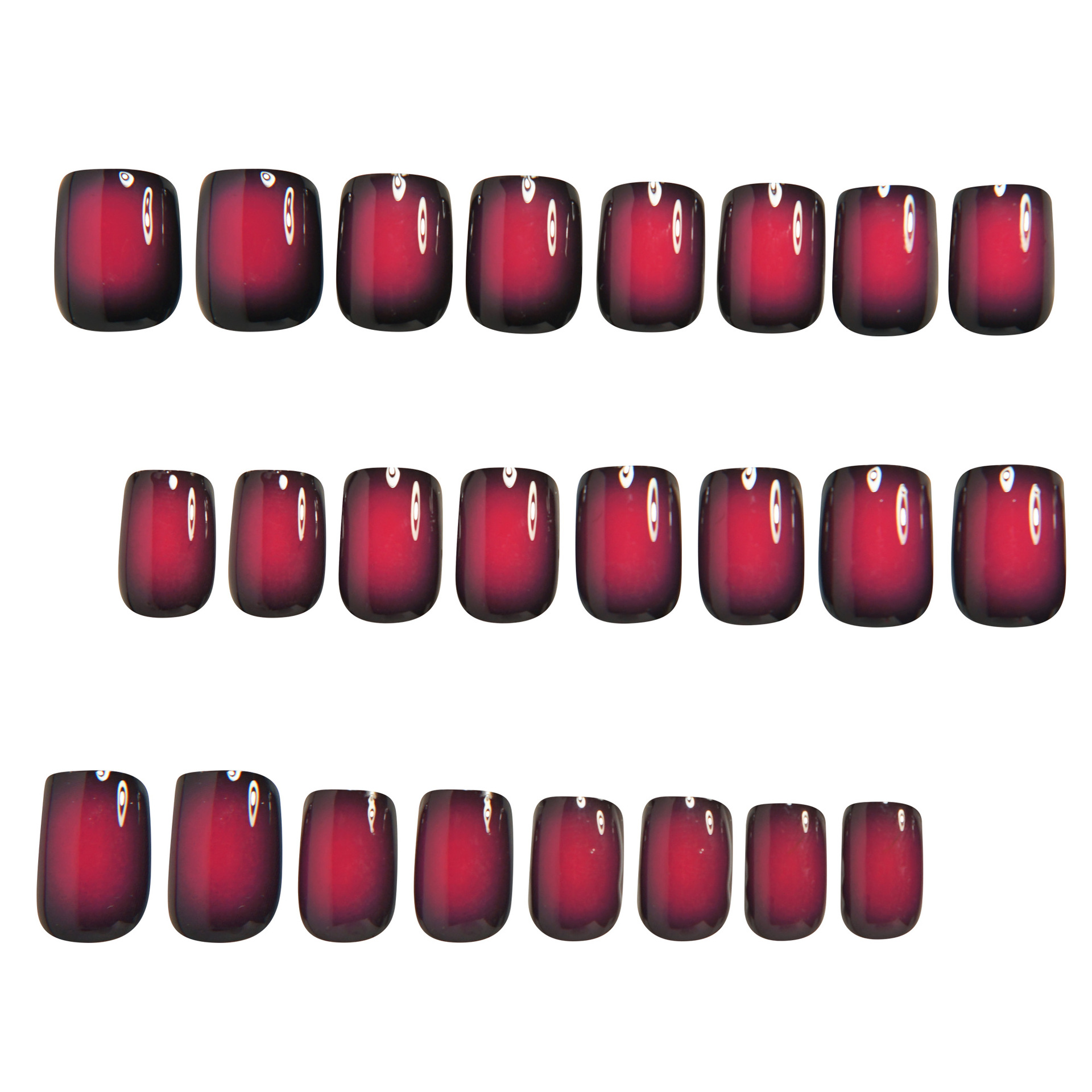 여성용 짧은 사각형 가짜 손톱 그라데이션 블랙 레드 로 - Nail Art Flower 리뷰 및 가격
