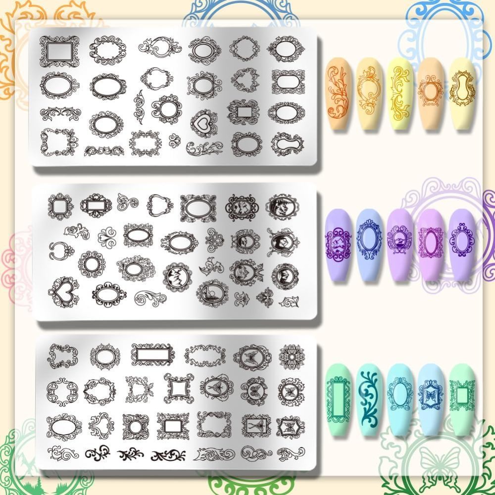 3개 빈티지 사진 프레임 네일 스탬핑 플레이트 믹스 포 - Nail Art Vintage 리뷰 및 가격