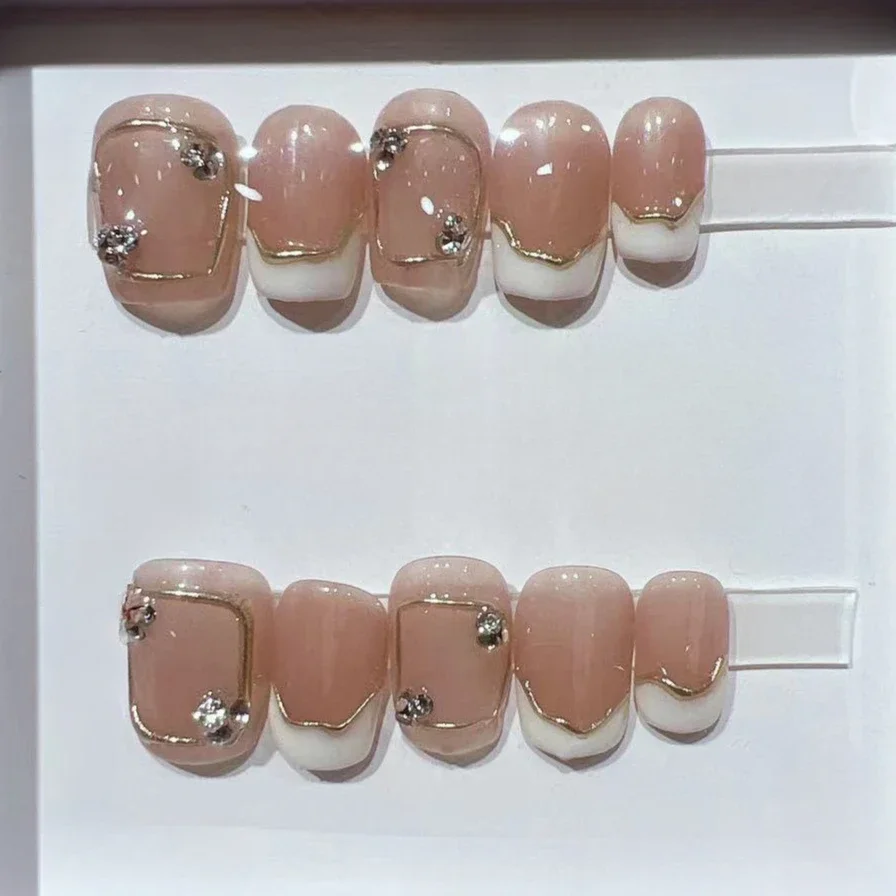 짧은 사각형 프랑스 수제 가짜 손톱, 간단한 네일 아트 - Nail Art Simple 리뷰 및 가격