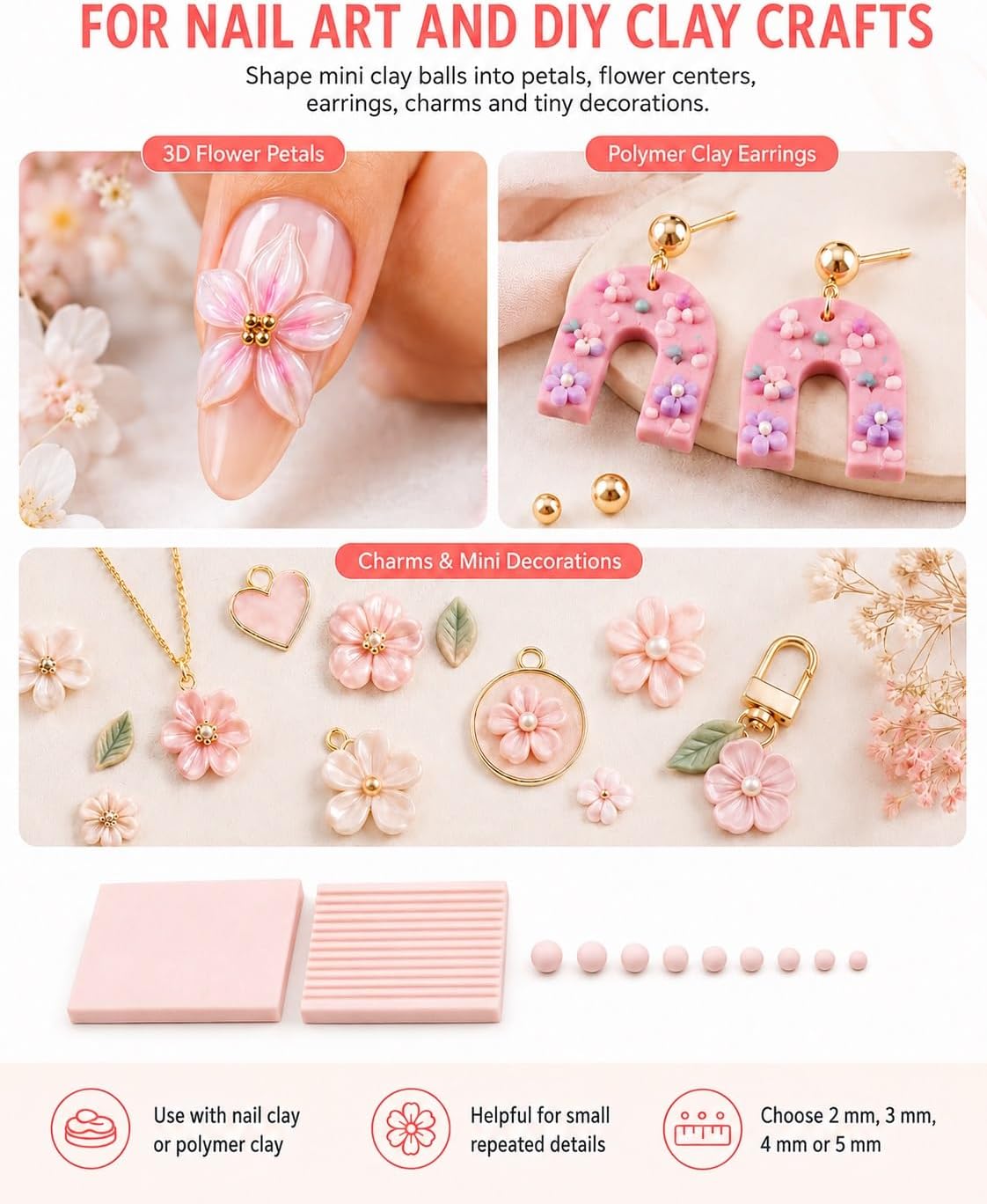 4개입 3D 프린트 클레이 젤 볼 메이커 도구, 3D  - Nail Art Flower 리뷰 및 가격
