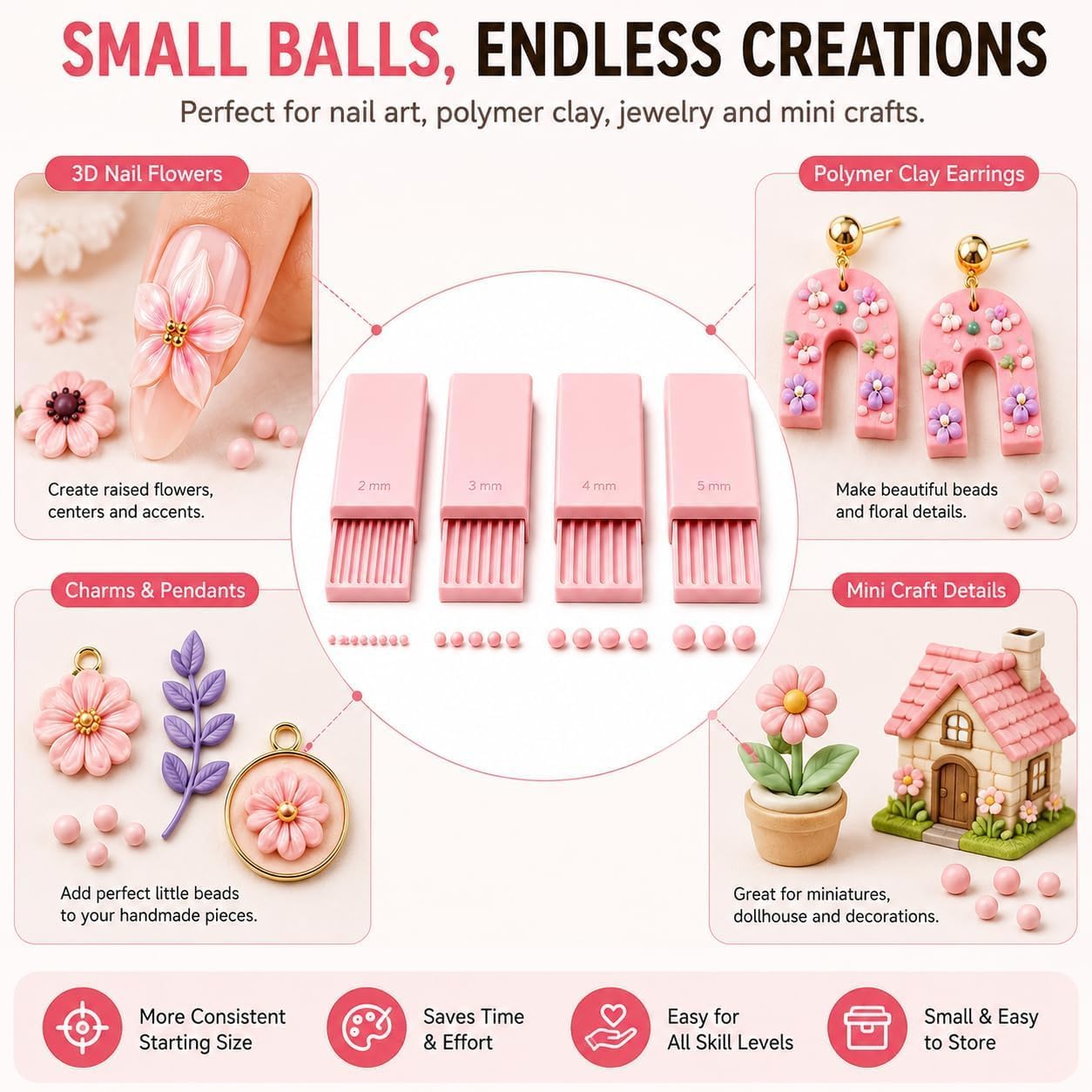 4개입 3D 프린트 클레이 젤 볼 메이커 도구, 3D  - Nail Art Flower 리뷰 및 가격