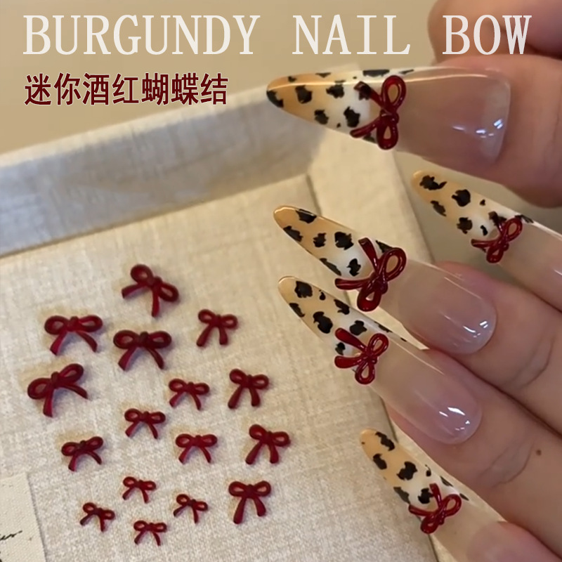 프렌치 와인 레드 보우 네일 아트 액세서리 4가지 스타 - Nail Art Red Wine 리뷰 및 가격