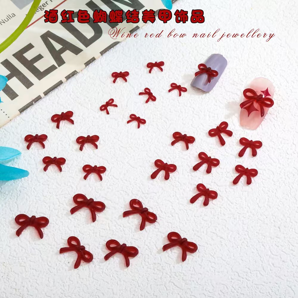 프렌치 와인 레드 보우 네일 아트 액세서리 4가지 스타 - Nail Art Red Wine 리뷰 및 가격