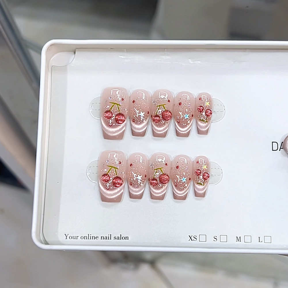 10개/세트 블러쉬 핑크 그라데이션 핸드메이드 짧은 가 - Nail Art Simple 리뷰 및 가격