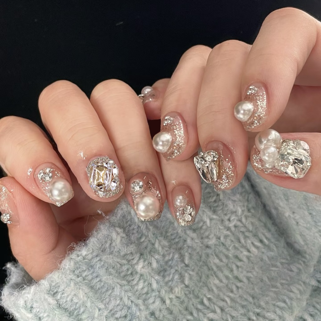 24개입 캣츠아이 심플 글리터 네일 팁 다이아몬드 꽃  - Nail Art Simple 리뷰 및 가격