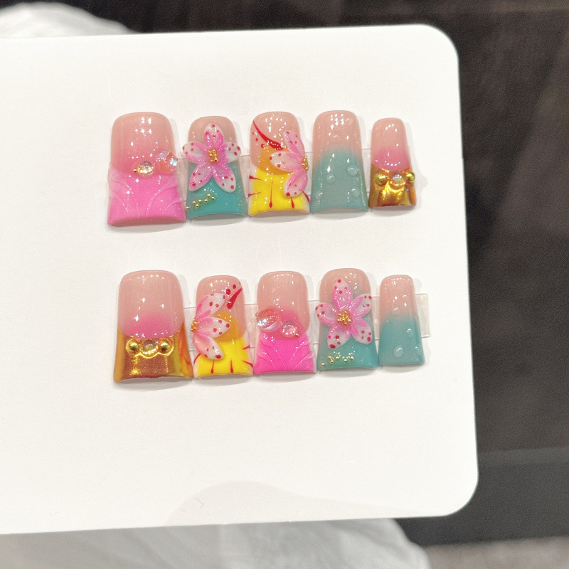 10개입 오션 스타일 가짜 손톱 덕빌 프레스온 네일 세 - Nail Art Flower 리뷰 및 가격
