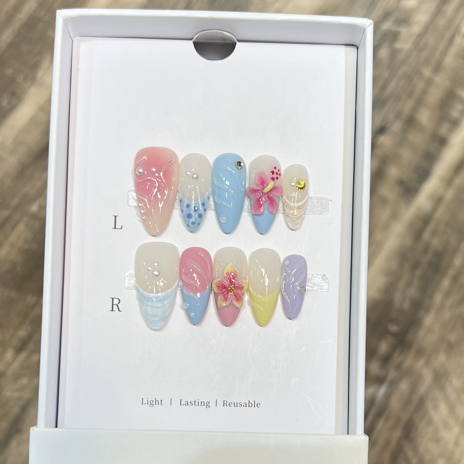 10개 여름 섬 스타일 가짜 손톱 풀 커버 릴리프 꽃  - Nail Art Flower 리뷰 및 가격