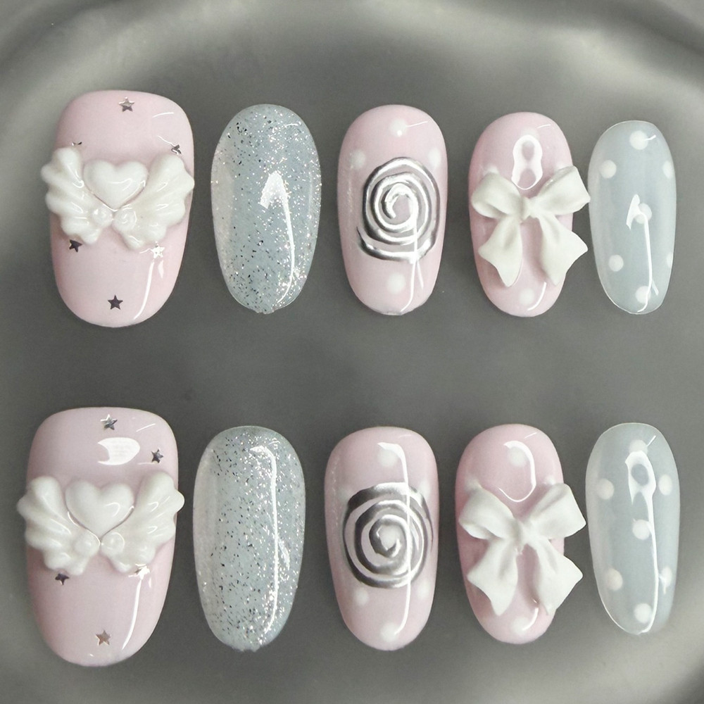 한국 빈티지 위시코어 숏 핸드메이드 프레스온 네일 젠틀 - Nail Art Vintage 리뷰 및 가격