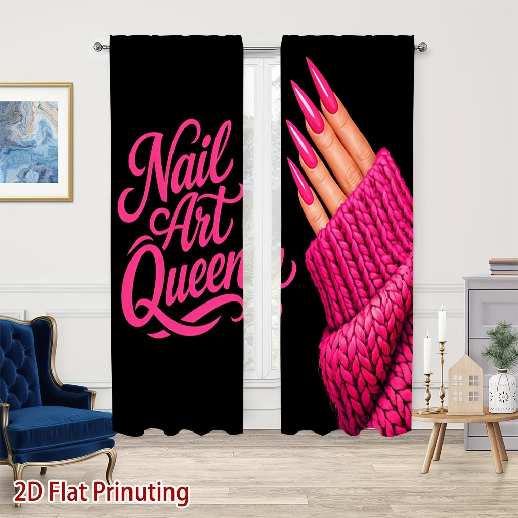핑크 매니큐어 핸드 프린트가 있는 네일 아트 퀸 커튼, - Nail Art Queen 리뷰 및 가격