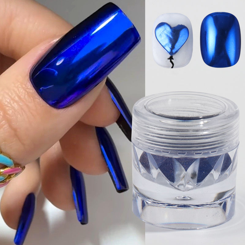 로얄 블루 크롬 미러 네일 파우더 피그먼트 브러쉬 포함 - Nail Art Queen 리뷰 및 가격