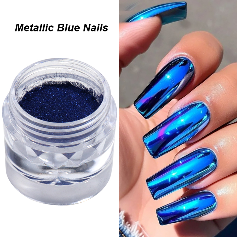 로얄 블루 크롬 미러 네일 파우더 피그먼트 브러쉬 포함 - Nail Art Queen 리뷰 및 가격