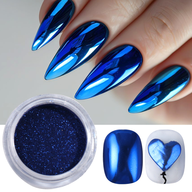 로얄 블루 크롬 미러 네일 파우더 피그먼트 브러쉬 포함 - Nail Art Queen 리뷰 및 가격
