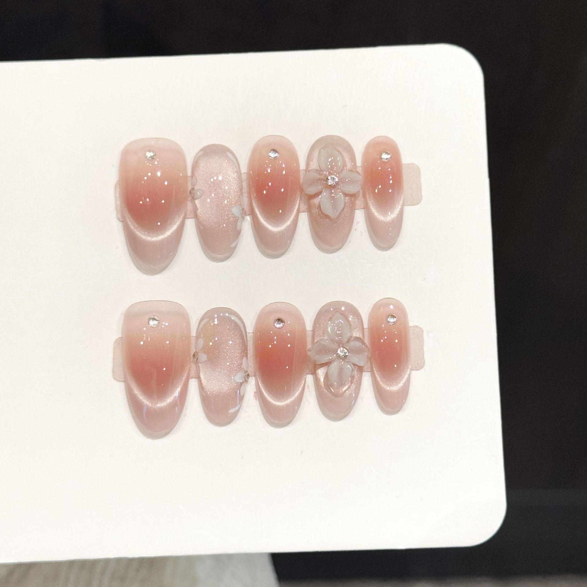 10개 수제 프레스온 네일 아이스 투명 프렌치 스타일  - Nail Art Flower 리뷰 및 가격